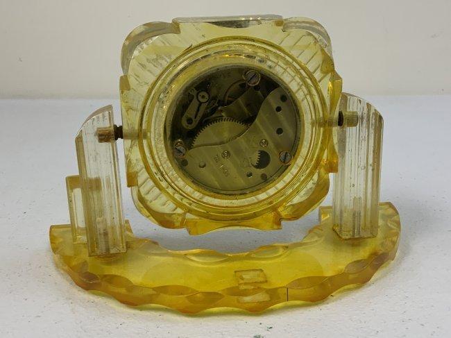 USSR TANK CLOCK INSTALLED IN ART DECO STYLE PLASTIC DISPLAY STAND
