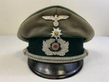 WWII GERMAN ARMY JAGER OFFICERS VISOR HAT CAP