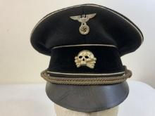 GERMANY THIRD REICH ALLGEMEINE SS BLACK OFFICERS VISOR CAP EARLY FORST PATTERN