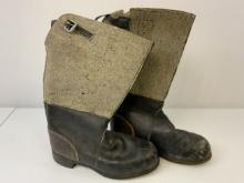 WWII GERMAN WINTER WARM FELT TOP BOOTS RB NUMBERED DATED 1943