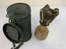 WWII GERMAN AFRIKA KORPS GAS MASK AND FILTER WITH CANISTER