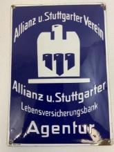 THIRD REICH GERMAN LIFE INSURANCE BANK AGENT PORCELAIN BUILDING SIGN