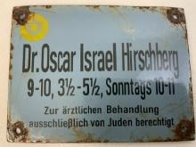 VINTAGE GERMANY JEWISH DOCTOR ASSISTANCE SERVICES PORCELAIN SIGN