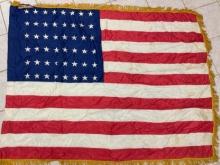 USA VINTAGE WWII ERA 48 STAR AMERICAN FLAG WITH FRINGES