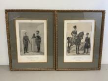 IMPERIAL RUSSIAN MILITARY UNIFORMS FRAMED ENGRAVINGS