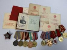 USSR SOVIET RUSSIA WWII VETERAN DOCUMENTED AWARDS MEDALS ORDERS GROUP