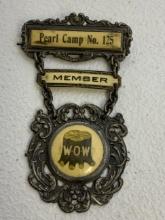 ANTIQUE WOW PEARL CAMP No. 125 FRATERNAL MEMBER BADGE DECORATION