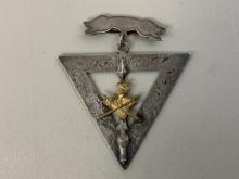 ANTIQUE MASONIC KNIGHT 19TH C. SILVER MEDAL DECORATION