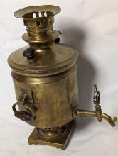 ANTIQUE IMPERIAL RUSSIAN SMALL SIZE BRASS SAMOVAR TEA KETTLE