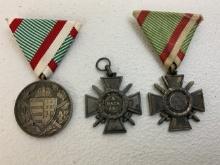 HUNGARY WWI / WWII AWARD MEDALS LOT OF 3