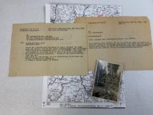 1945 WWII GERMAN FALLEN SOLDIER DOCUMENTS WITH GRAVE SITE PICTURE AND MAP