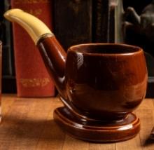 Vintage Figural Tobacco Pipe Porcelain Mug