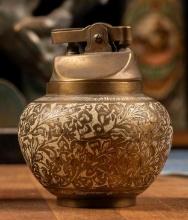 Vintage Etched Brass Table Lighter
