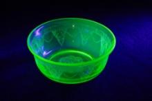 Uranium Glass Filigree Bowl