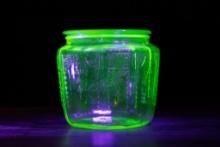 Antique Uranium Glass Lidded Jar