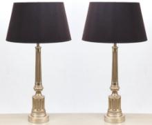 Magnificent Antique Champagne Leaf Hand Carved Table Lamps Made In France