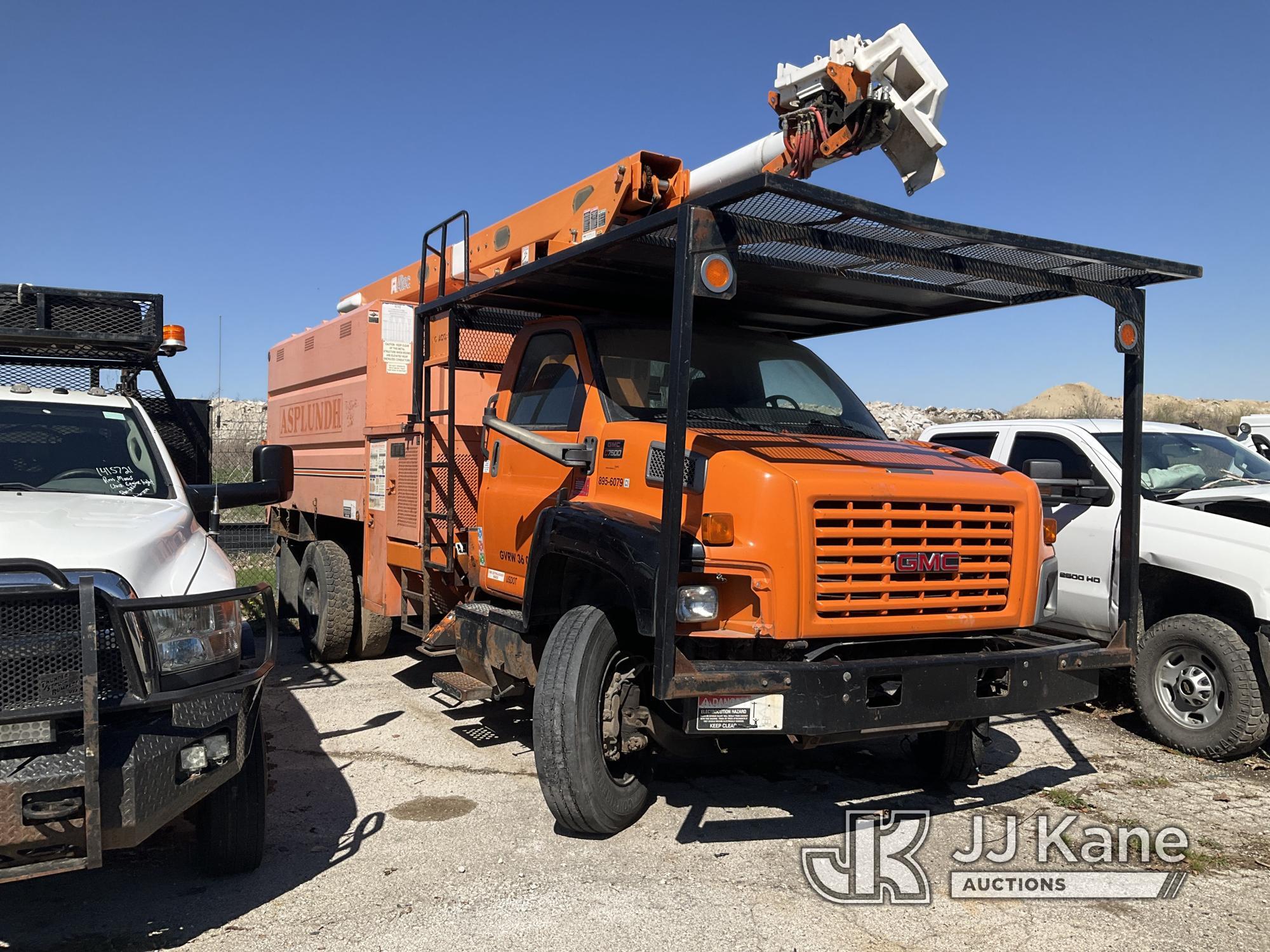 (Kansas City, MO) Altec LRV 55, Over-Center Bucket Truck mounted behind cab on 2006 GMC C7500 Chippe