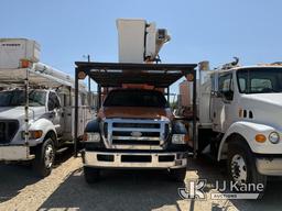 (San Antonio, TX) Terex/HiRanger XT55, Over-Center Bucket Truck mounted behind cab on 2010 Ford F750