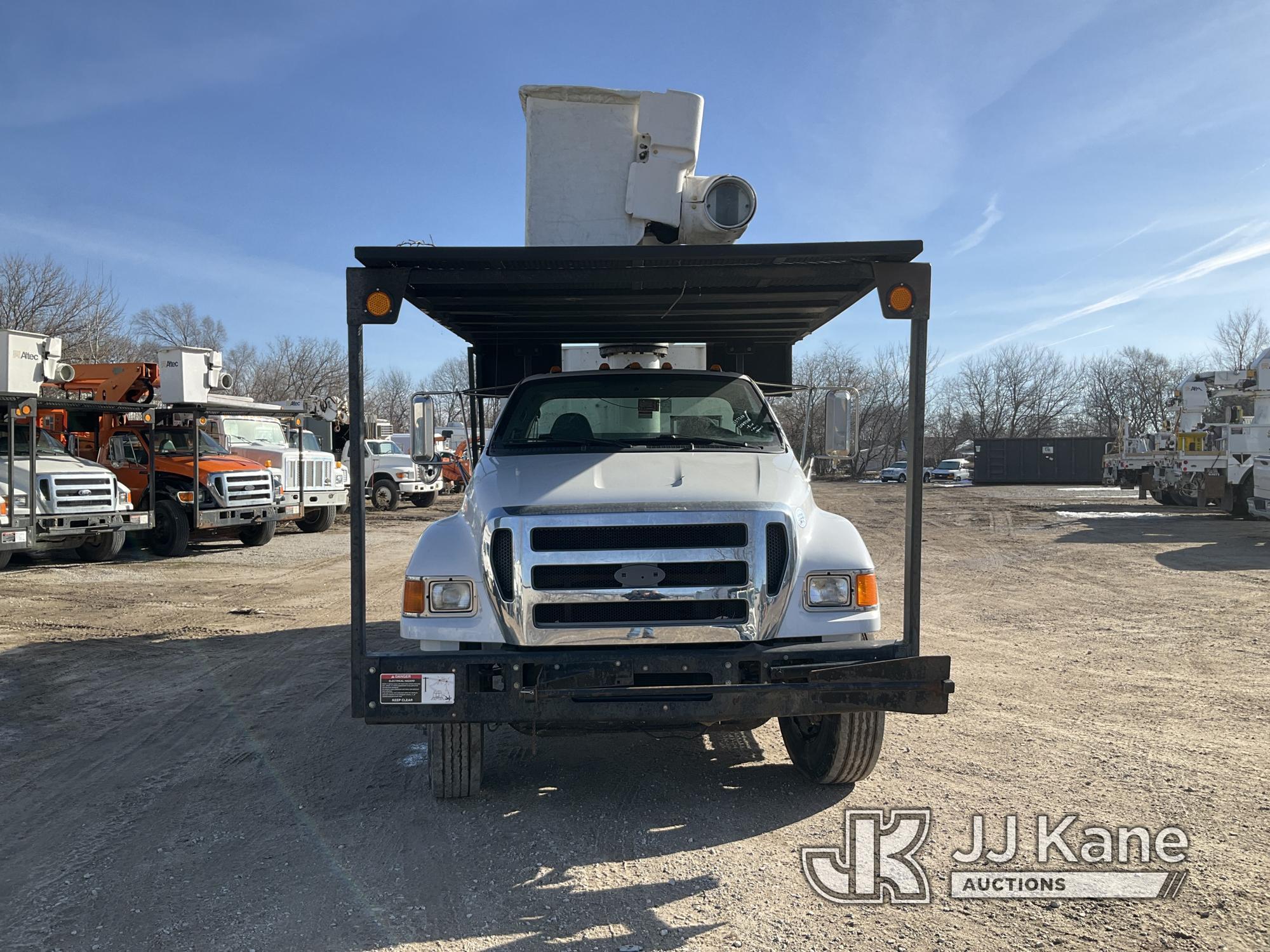 (Des Moines, IA) Altec LR756, Over-Center Bucket Truck mounted behind cab on 2012 Ford F750 Chipper