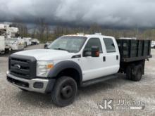 2014 Ford F450 Crew-Cab Flatbed Truck Runs & Moves) (Check Engine Light On, Engine Tick, Rust Damage