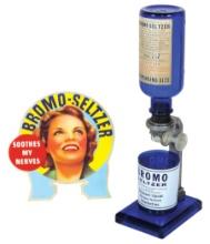 Drug Store Bromo-Seltzer Dispenser, cobalt blue glass base w/correct dispen