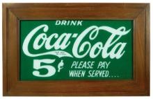 Coca-Cola Sign, Drink Coca-Cola 5 Cents-Please Pay When Served, reverse-pai