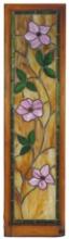 Stained Glass Side Light, large pink blossoms & green leaves on variegated