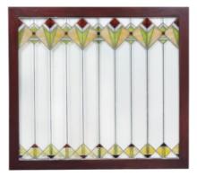 Stained Glass Window, geometric Art Deco arrow designs in textured colors,