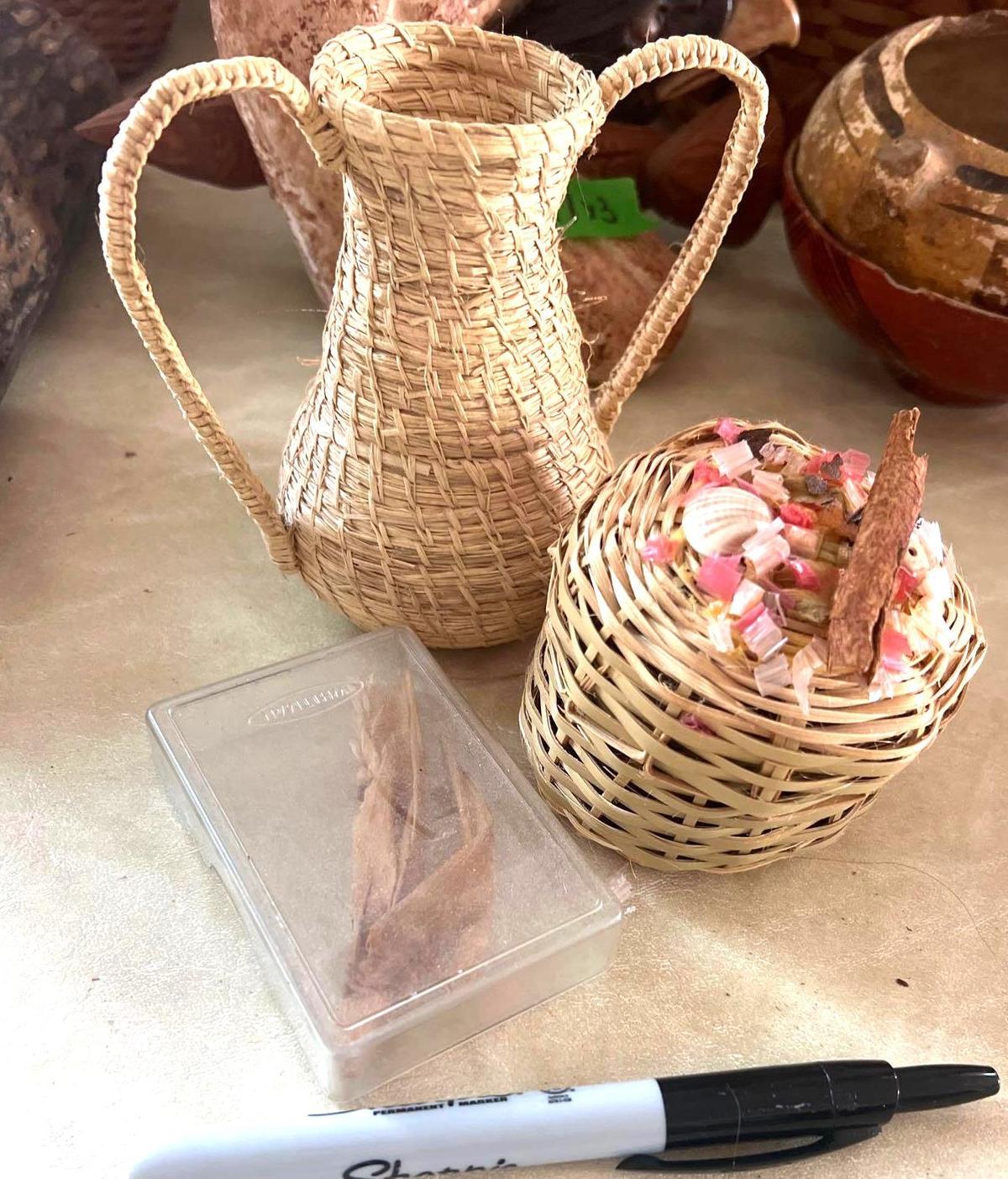 Indian woven baskets and vase