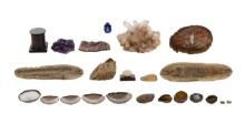 Egyptian Lapis Lazuli Scarab and Fossil, Geode and Crystal Assortment
