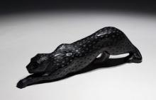 Lalique Crystal Zeila Black Panther Figurine
