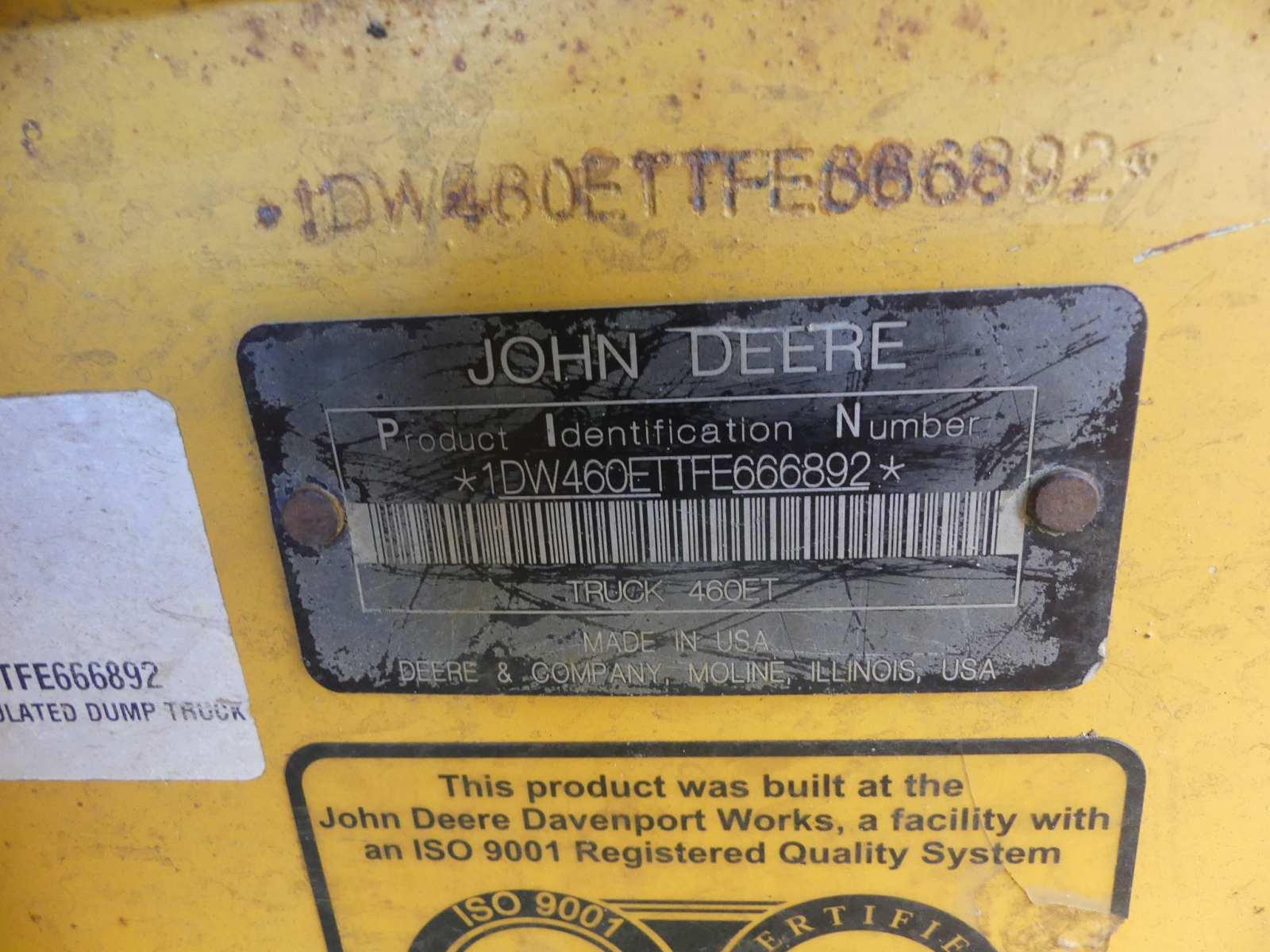 2015 John Deere 460E Off Road Dump, s/n 1DW460ETTFE666892: Articulated, Enc