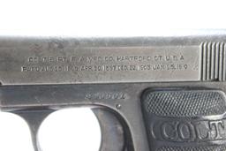 Colt Vest Pocket Model 1908 Hammerless .25 Auto. Cal. Semi-Automatic Pistol w/6-Rd. Magazine; SN 206