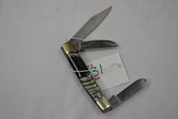 Fighting Rooster 3 Blade Pocket Knife (Dead Man Walking 1997) 74/400 With Black and Gray Handle and