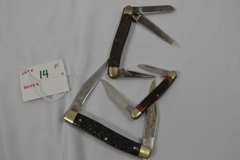 Group of Schrade Old Timer Pocket Knives