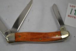 Case XX Wooden Duke John Wayne Engraved Handle 3 1/2" #6318 Pocket Knife 3 Blades
