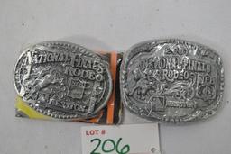 Pair of National Finals Rodeo Hesston Youth Belt Buckle 1998 and 2001