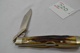 Case XX Blue Scroll 1977 Cheetah Lockback Pocket Knife 4 1/4"