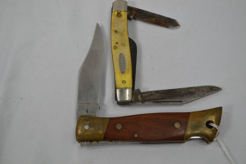Camillus Wooden Handled 5" Sword Brand, Ranger 4" Pocket Knives
