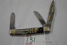 Fighting Rooster 3 Blade Pocket Knife (Dead Man Walking 1997) 74/400 With Black and Gray Handle and