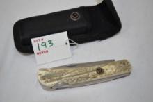 Voss Cutlery CO 5" Pocket Knife White Wood Like Handle with Case
