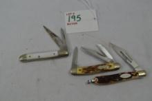 Group of Winchester and Weston Pocket Knives 2 Wood Handles 1 Mother of Pearl
