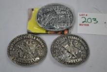 Group of Children National Finals Rodeo Hesston Belt Buckles Years 1984, 1984, and 1998