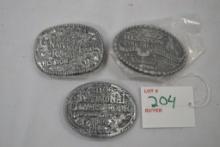 Group of Youth Hesston National Finals Rodeo 1991, 2000, and 2008 Belt Buckles NIB