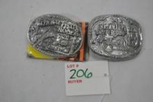 Pair of National Finals Rodeo Hesston Youth Belt Buckle 1998 and 2001