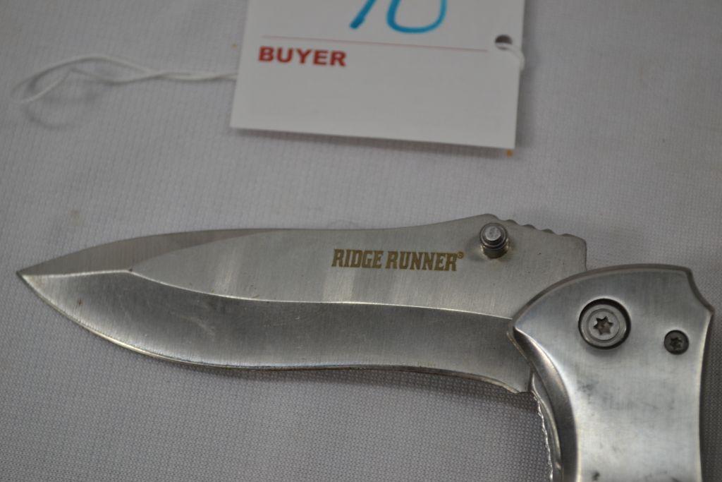 Ridge Runner 4"Blade Pocket Knife w/Wood Handle and Belt Clip #3CR13