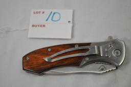 Ridge Runner 4"Blade Pocket Knife w/Wood Handle and Belt Clip #3CR13