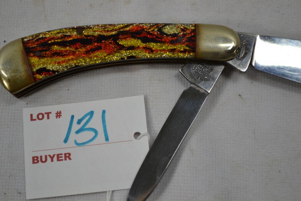 Fight'n Rooster Double Blade 4" Knife; Tiger Printed Handle