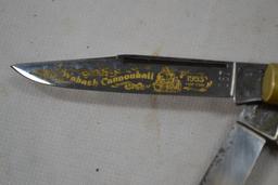 Fight'n Rooster 1 of 500 #67 Wabash Cannonball 1993 3 Blade; Man Made Red and Black Strip Handle