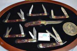National Wild Turkey Federation Case of 7 Knives; Rio Grande, Merriam's, Eastern, Goulds, Ocellated,